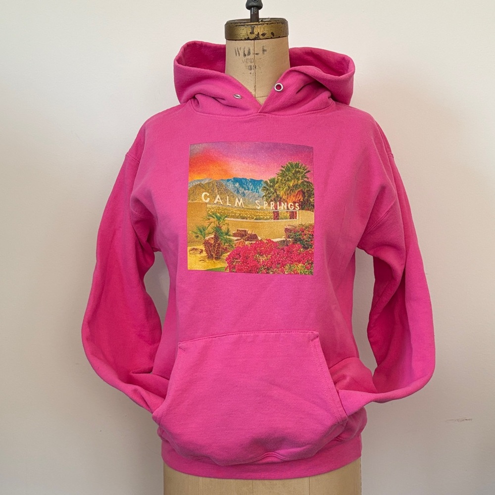 Pink 'Calm Springs' Palm Springs Graphic Hoodie 50/50 S - Picture 1 of 6